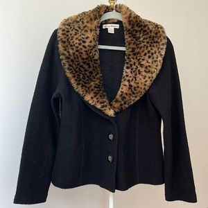 Marisa Christina Wool Cardigan with Removable Collar
